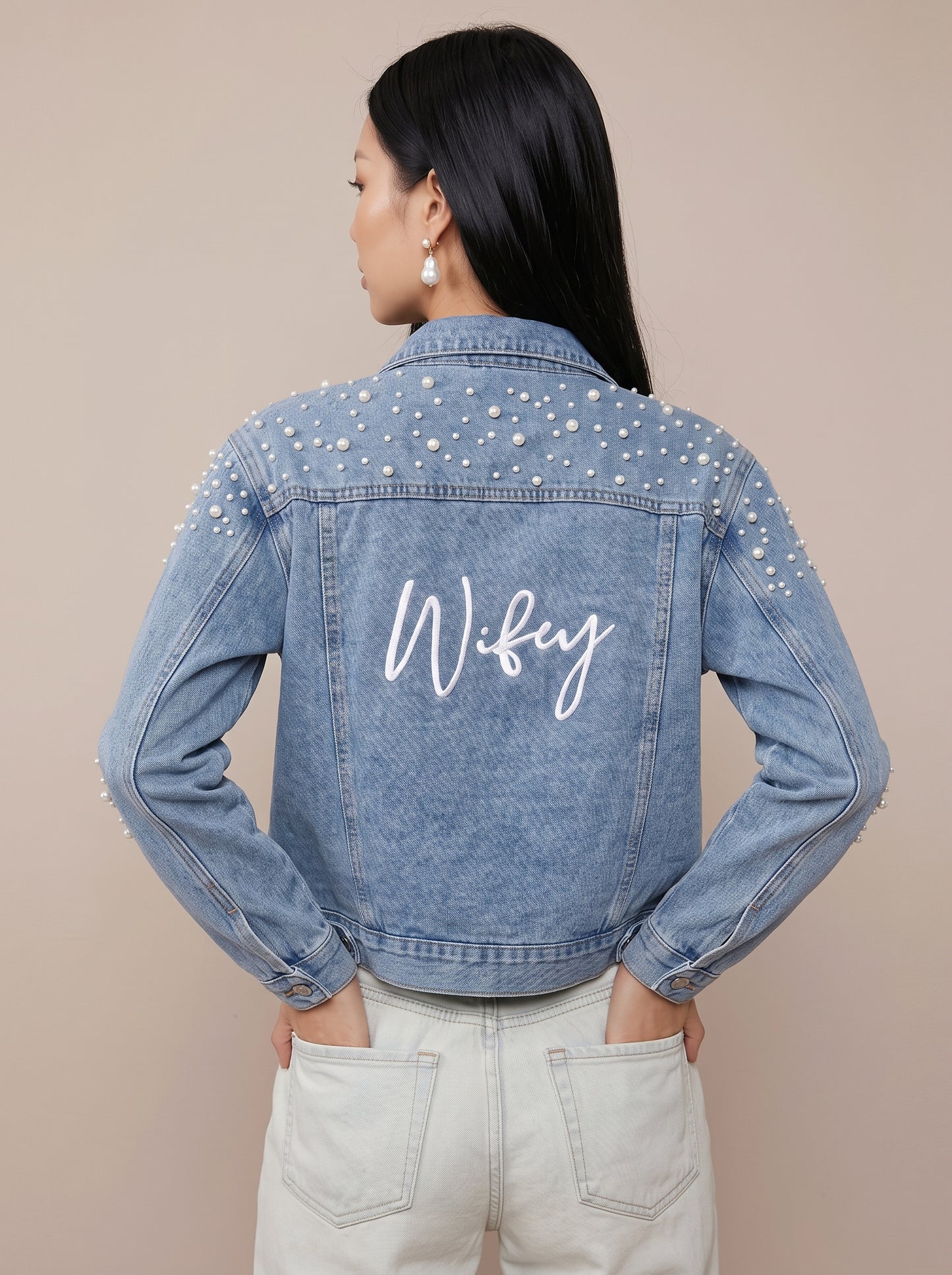 Pearl and Rhinestone Denim Jacket