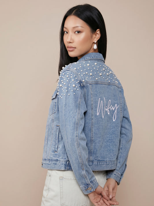 Pearl and Rhinestone Denim Jacket