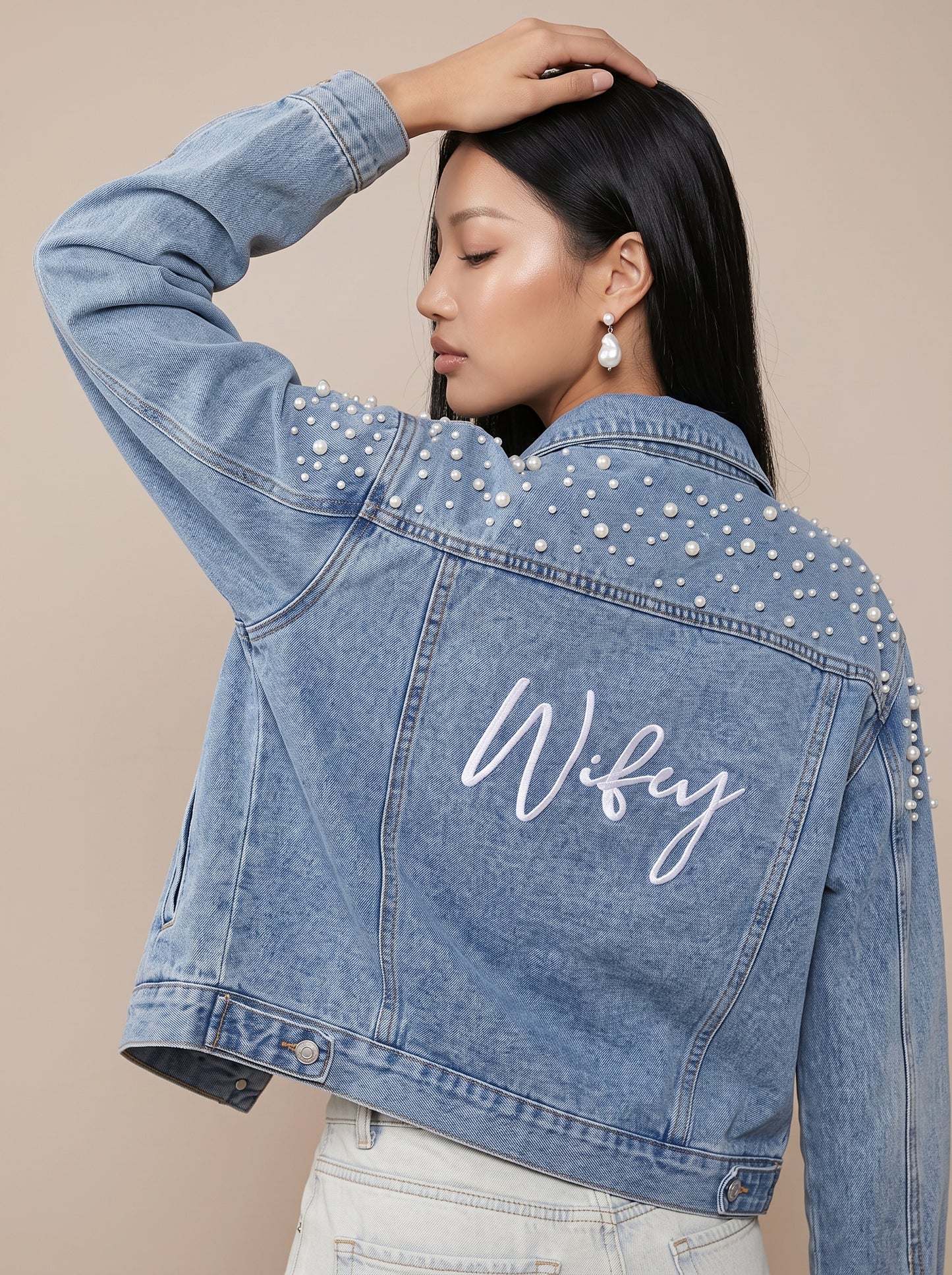 Pearl and Rhinestone Denim Jacket