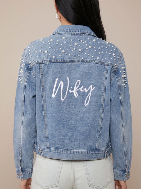 Pearl and Rhinestone Denim Jacket