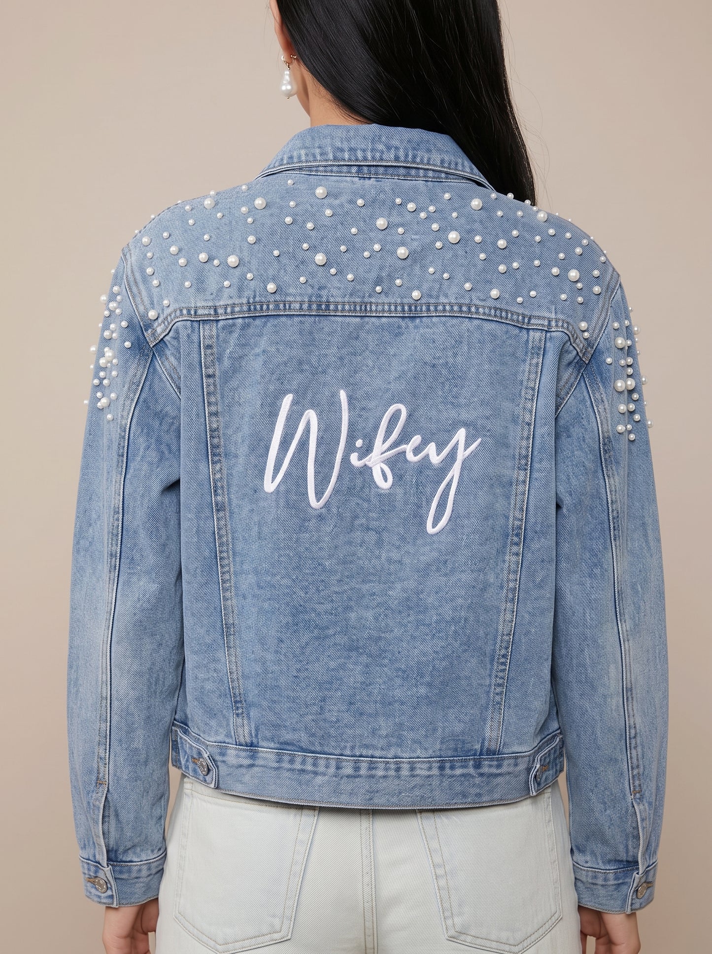 Pearl and Rhinestone Denim Jacket