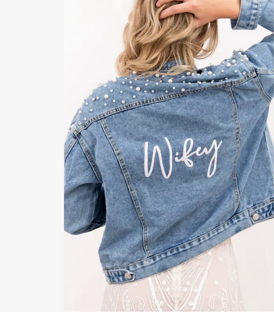 Pearl and Rhinestone Denim Jacket